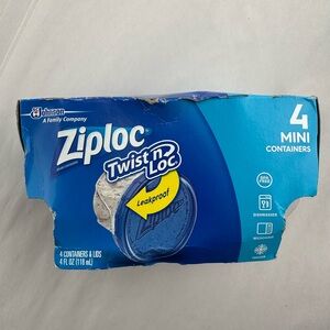 NEW Ziploc Twist n Loc Lock 4 Pack Mini Round Plastic Containers & Lids 4oz